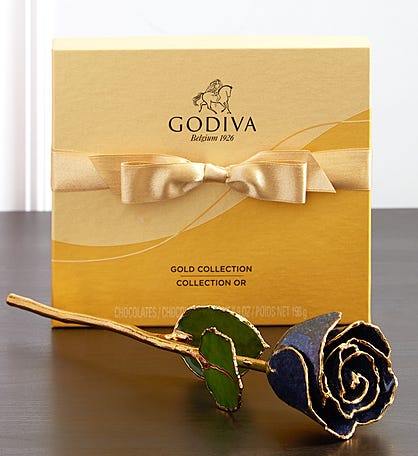 Preserved Black Glitter 24K Gold Rose with Godiva®